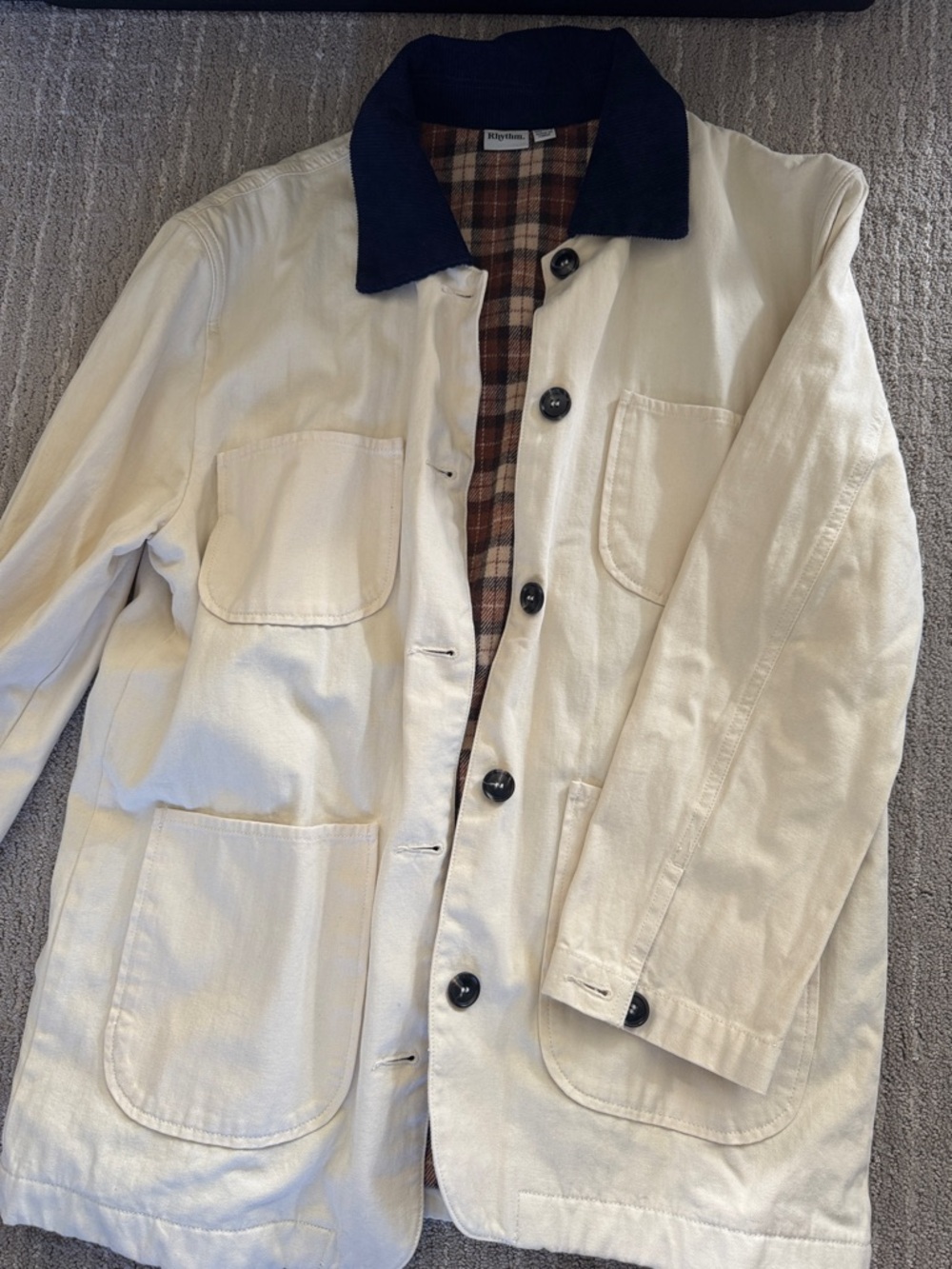 Rhythm Cream Field Jacket with Navy Collar